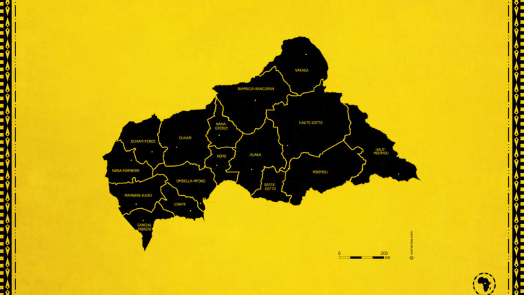 Carte du découpage des préfectures en République Centrafricaine par Acewala